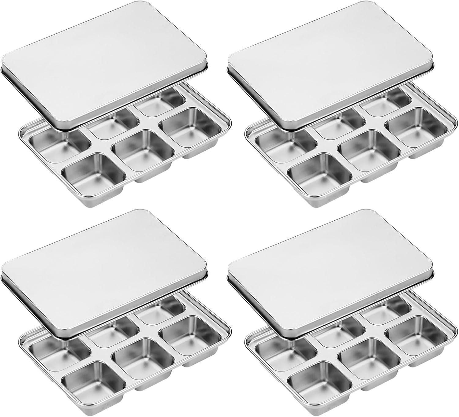 Stainless steel ice cube tray for quick ice retrieval, 6-compartment large ice cube maker, and baby food box - single (4)