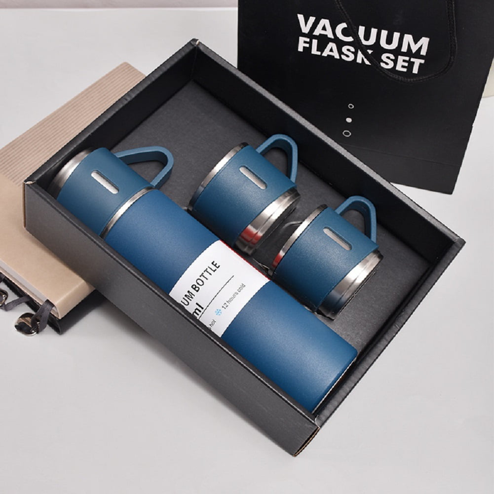 DWX Stainless Steel Insulated Vacuum Flask Water Bottle Gift Set With 3  Cups