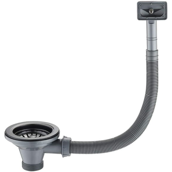 Stainless steel kitchen sink drain with square overflow 114 mm