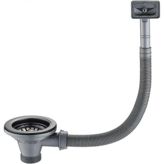 Stainless steel kitchen sink drain with square overflow 114 mm