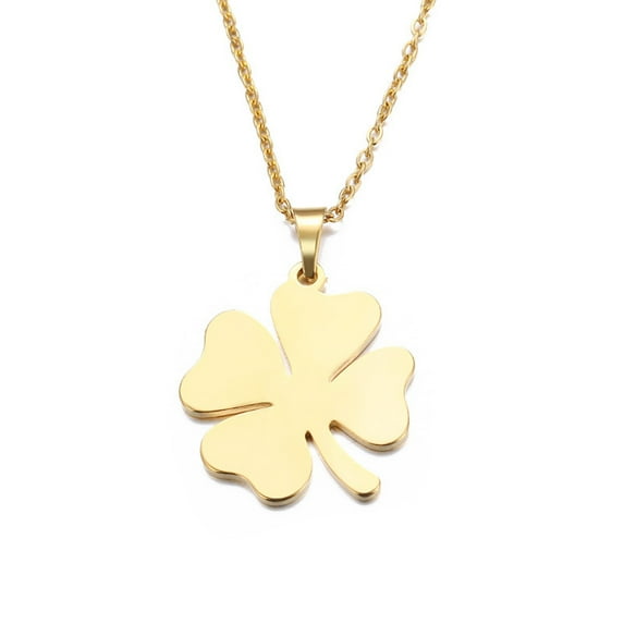 Stainless steel lucky four-leaf clover necklace, simple personality clavicle accessories
