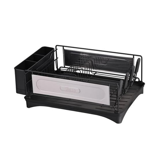 Stainless steel luxury dish rack with Self-draining tray (Black Color)