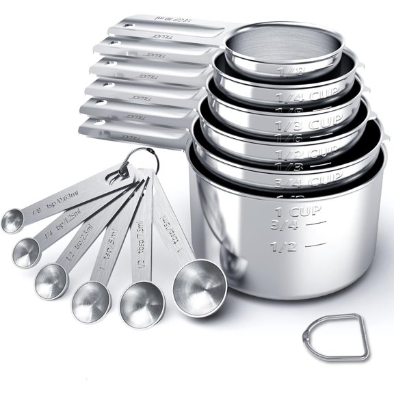 Stainless steel measuring cup and spoon set, cup and spoon, cooking and baking kitchen utensils