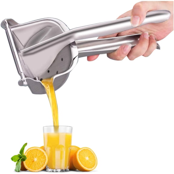 Stainless steel metal handheld manual juicer, hand cold press squeezer extractor juice for Juicy soft fruits such as limes, lemons, tangerines, citrus, oranges, Grape, and grapefruits - Multicolor