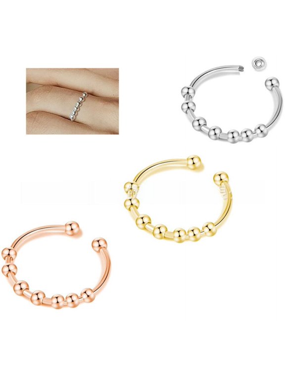 Stainless steel puncture jewelry seven-star beads adjustable ring adjustable ring-Steel color-Regular