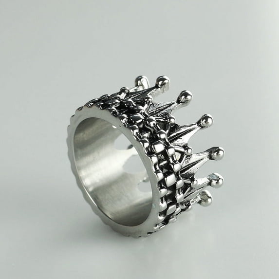 Stainless steel steel crown ring silver men and women couple jewelry