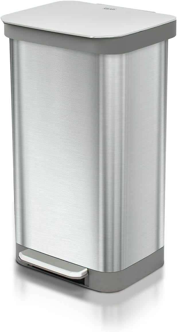 Stainless steel stepped trash can+1265+4 —— metal kitchen trash can3298 ...