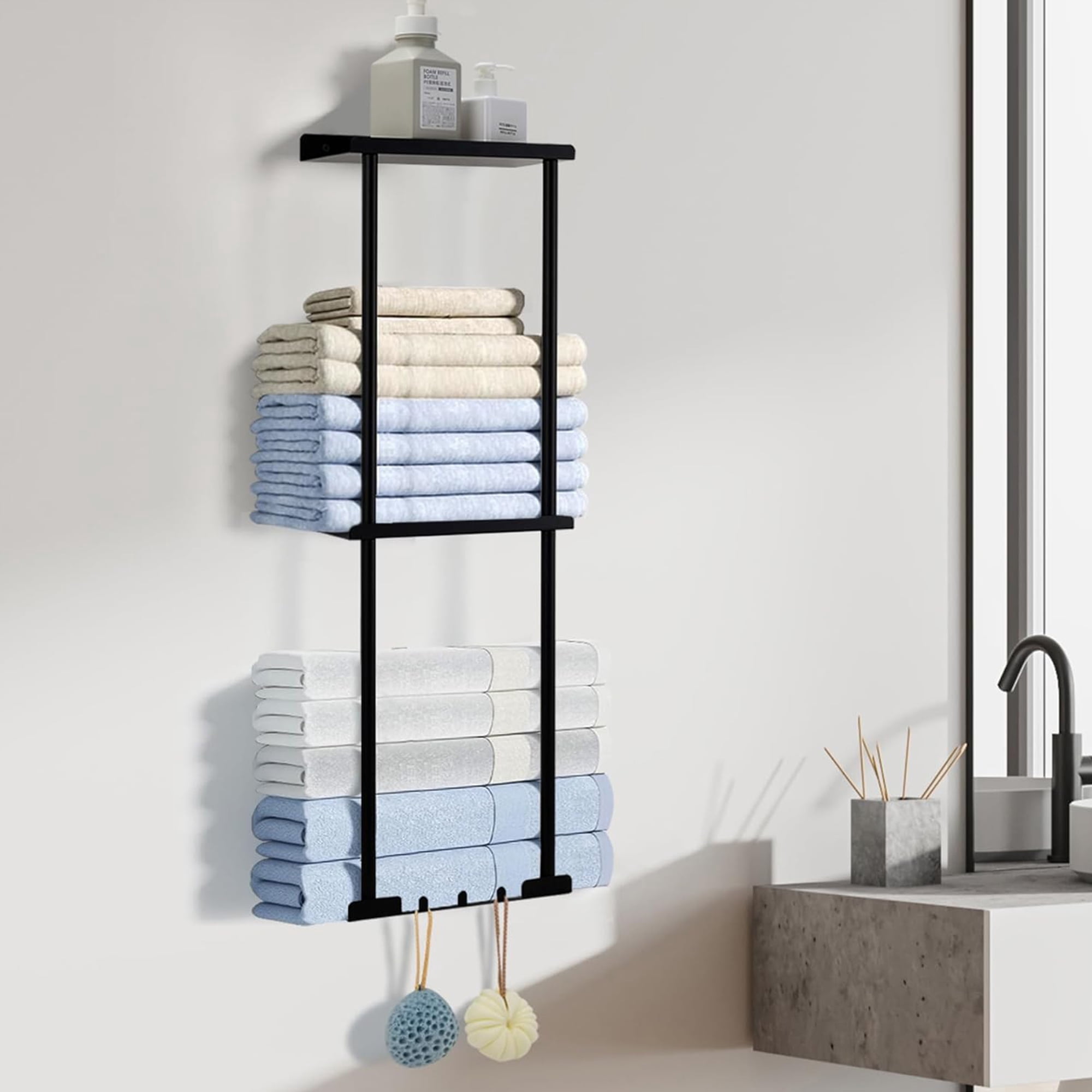 Towel Racks for Bathroom Wall Mounted,Bathroom Organizer for Rolled ...
