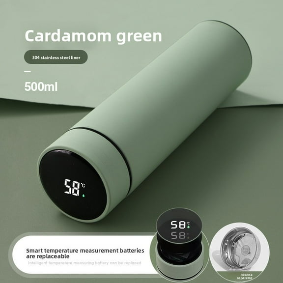 Stainless steel vacuum flask, intelligent temperature digital display, 500ml large capacity, non-slip and wear-resistant cup bottom, with stainless steel filter