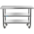 thumbnail image 1 of Stainless steel workbench 48*24*35inch-double layer 0.7mm-side hook, 1 of 6