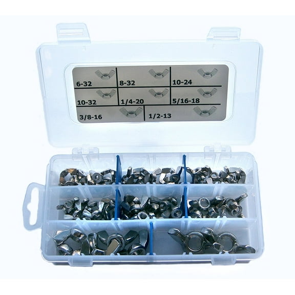 StainlessTown 18-8 Stainless Steel Wing Nut Assortment K18WN