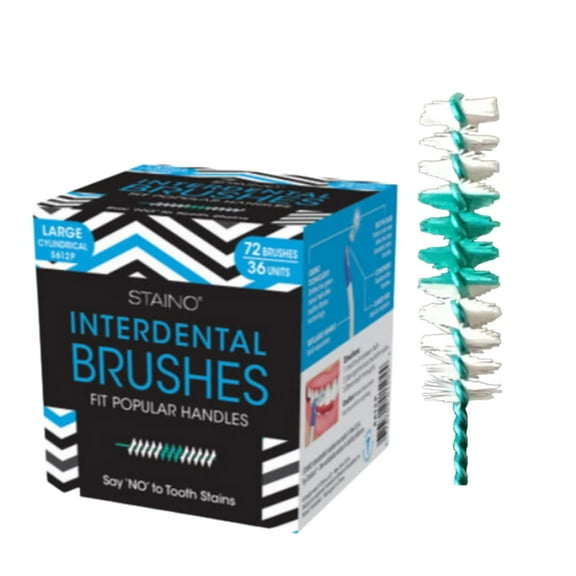 Staino Interdental Brush Refills, Large Cylindrical, 72 Brushes/36 Units Per Box