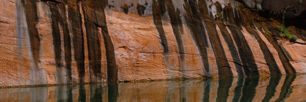 Stains from water seeps on sandstone Lake Powell Glen Canyon National Recreation Area Arizona USA Canvas Art - Panoramic Images (6 x 18)
