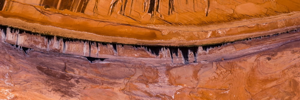 Stains from water seeps on sandstone Lake Powell Glen Canyon National Recreation Area Arizona USA Canvas Art - Panoramic Images (6 x 18)