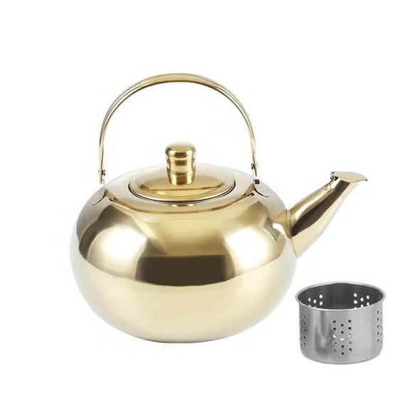 Stainsless Steel Teas Kettles Teapots with Infuser Metal Coffee Pots Round Teas Pots for Kitchen Hotel Restaurant