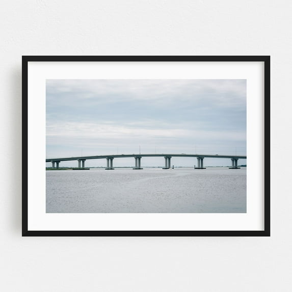 Stainton Memorial Causeway, Ocean City - Ocean City New Jersey Photography Bridge Water Seascape Architecture Coast Minimalist Landscape Black Framed Wall Art Print 20 x 30 inches