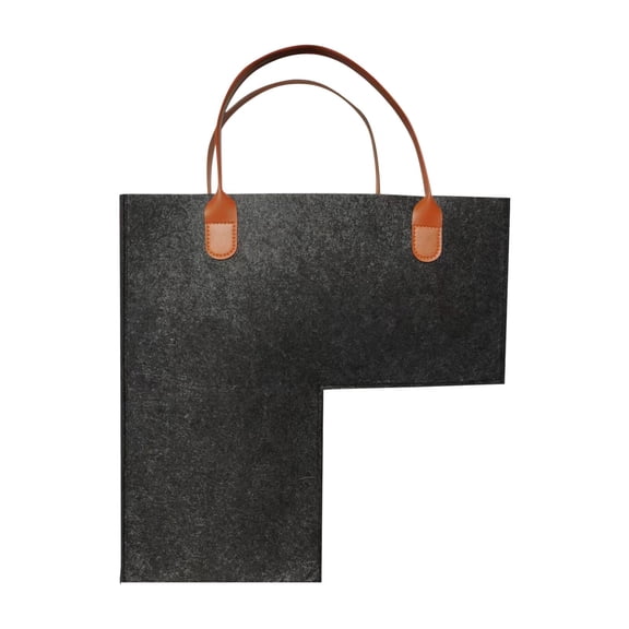Stair Basket Organizer, L-Shape Felt Step Storage Bin, Foldable With PU Leather Handles For Laundry Clutter Space Saving(16.5Inch,Dark Gray)