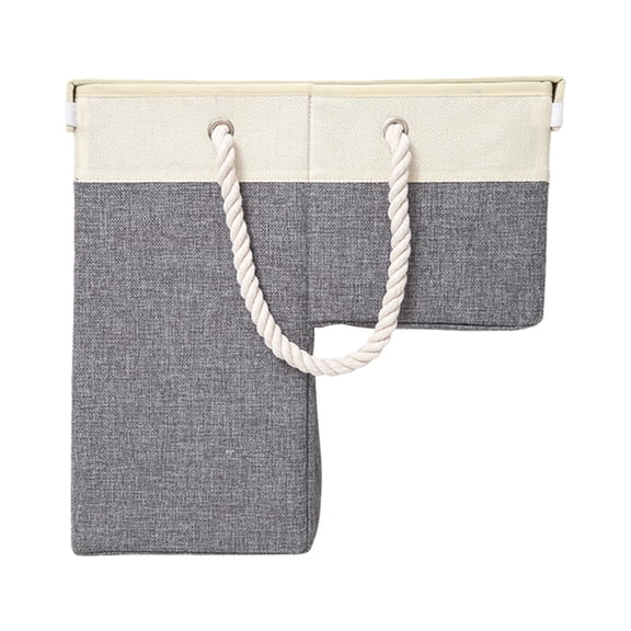 Stair Basket Organizer Storage Bin Foldable Washable Imitation Linen with Handle for Home Stairway Decor