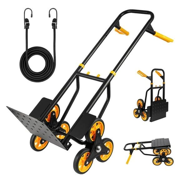 Stair Climber Hand Truck, Heavy-Duty Hand Truck Dolly 330 Lbs Capacity, Foldable Trolley Stair Climber Cart with 12.2" x 11.6" Nose Plate and 6 Wheels