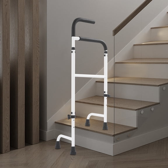 Stair Climbing Assist Cane, Adjustable Height Mobility Aid with Ergonomic Foam Handle, Lightweight Aluminum Alloy Stair Helper (300 lbs Capacity)