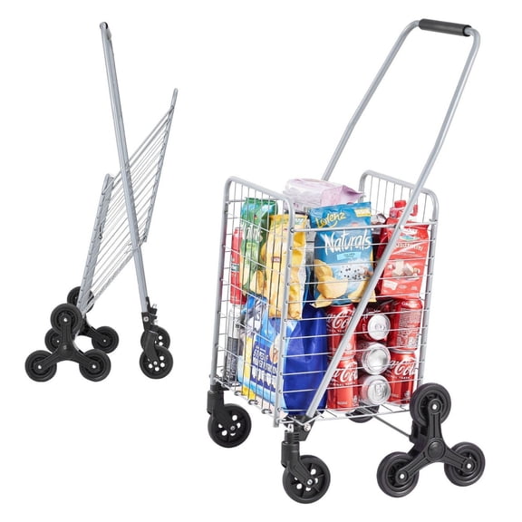 Stair Climbing Cart, 45L Folding Shopping Utility Cart with Wheels