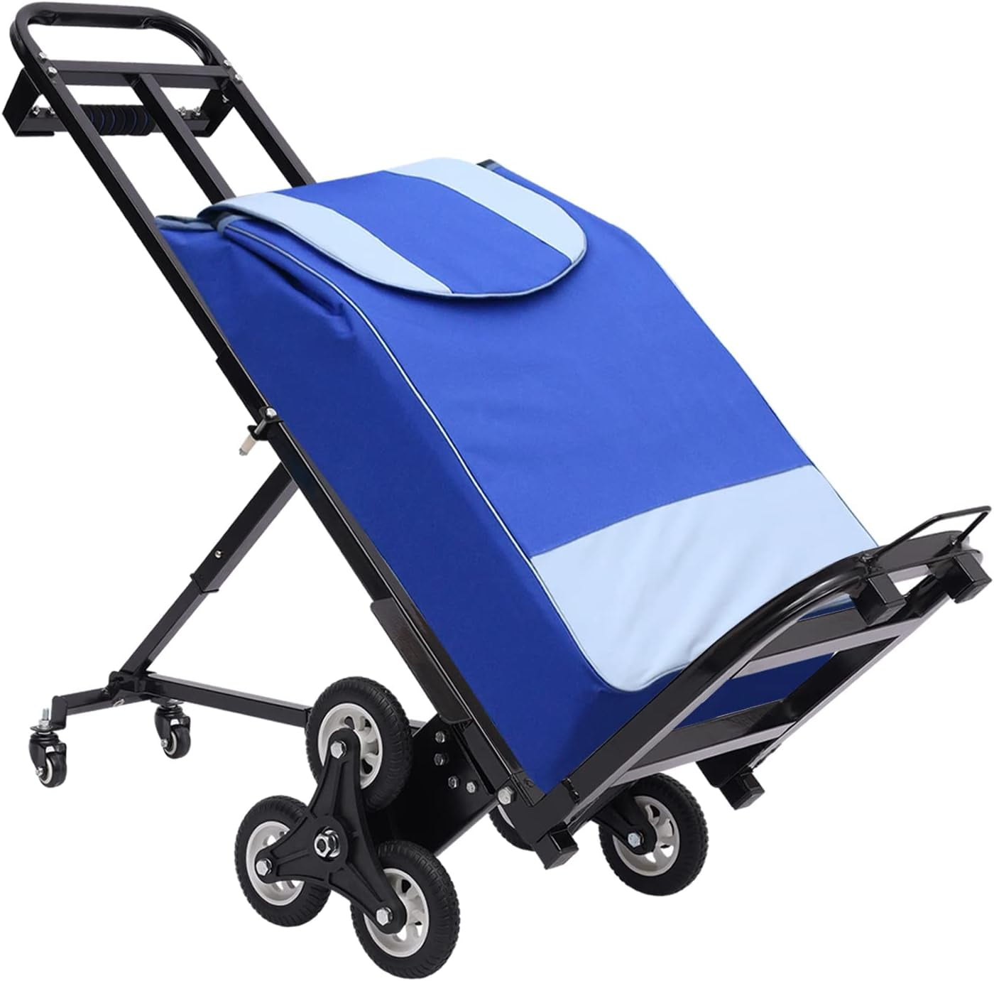 460lbs Load Stair Climbing Hand Truck, Steel Frame 8-Wheel Foldable Dolly with Adjustable Handle for Warehouse Shopping Gardening Transport