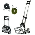 thumbnail image 1 of Stair Climbing Cart, Portable Folding Aluminium Hand Truck, 330 Ibs Load Capacity Folding Cart with Telescoping Handle, 6 Wheels & Bungee Cord, All Terrain Stair Climber Dolly for Luggage, Heavy Duty, 1 of 8