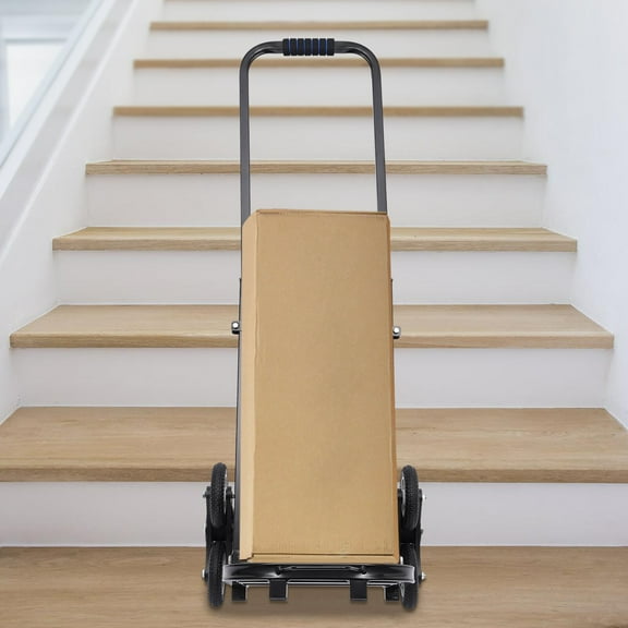 Stair Climbing Cart, Portable Folding Trolley with 8 Wheels, Stair Climber Hand Truck with Adjustable Handle for Pulling, Heavy Duty Dolly Cart for Stairs (Black-330 lbs-8 Wheels)