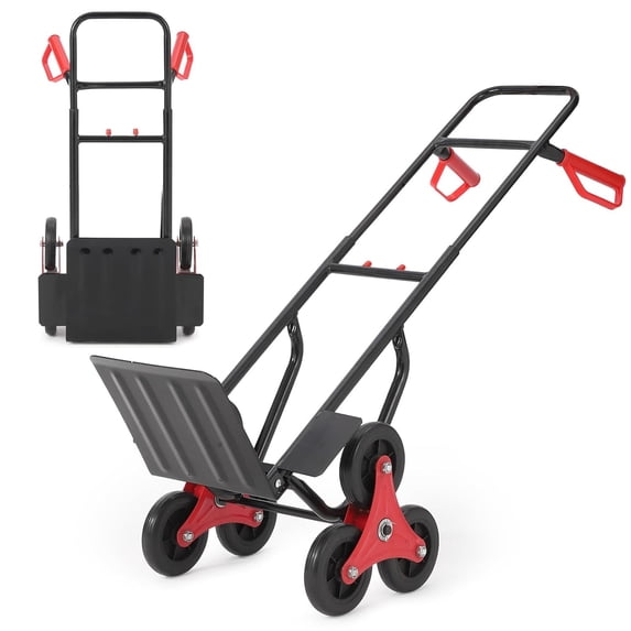 HELLONE Black Stair Climbing Hand Truck, 330 Lbs Heavy-Duty Portable Folding Dolly with Telescoping Handle