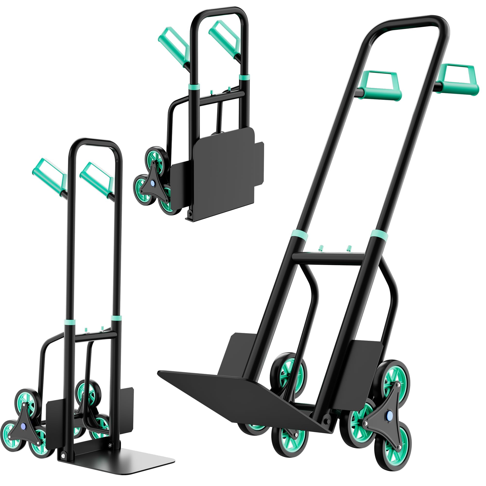 Stair Climbing Hand Truck, 440Lb Capacity, Heavy Duty Dolly Cart for Stairs with Six Wheels & Telescoping Handle, Folding Stair Climbing Trolley for Shopping Home Moving Warehouse