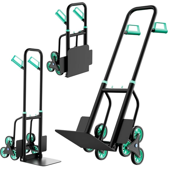 Stair Climbing Hand Truck, 440Lb Capacity, Heavy Duty Dolly Cart for Stairs with Six Wheels & Telescoping Handle, Folding Stair Climbing Trolley for Shopping Home Moving Warehouse
