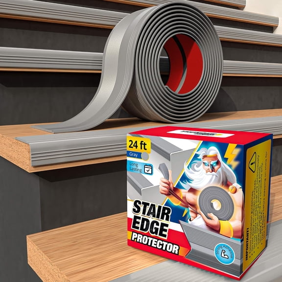 Stair Edge Protector 24 Ft - Gray Rubber Edge Trim for Steps - Stair Nose Molding - Rubber Nose Trim - Fit for Indoor and Outdoor - Non Slip and Waterproof