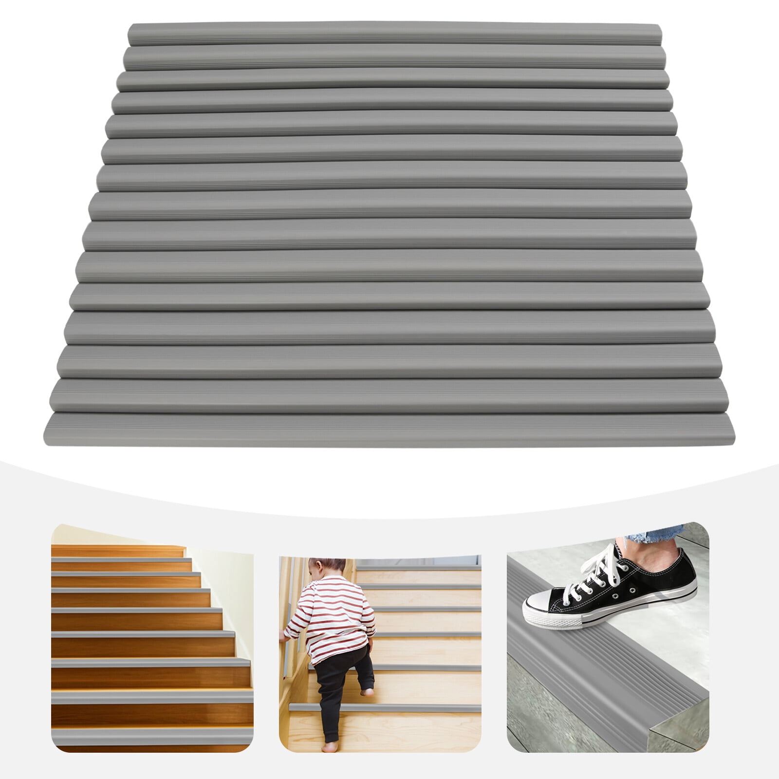 Stair Edge Protector, Stair Corner Trim Strips, Step Edge Trim for Schools, Daycare Centers, Kindergartens, Hospitals, Shopping Centers (35.43*1.97*0.98inch)