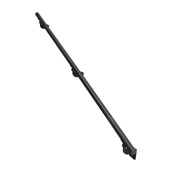 Stair Handrail 7ft, Black Aluminum Pipe Railing - Indoor/Outdoor Steps, Industrial Hand Rail, 1.26" Diameter, Wall Mount
