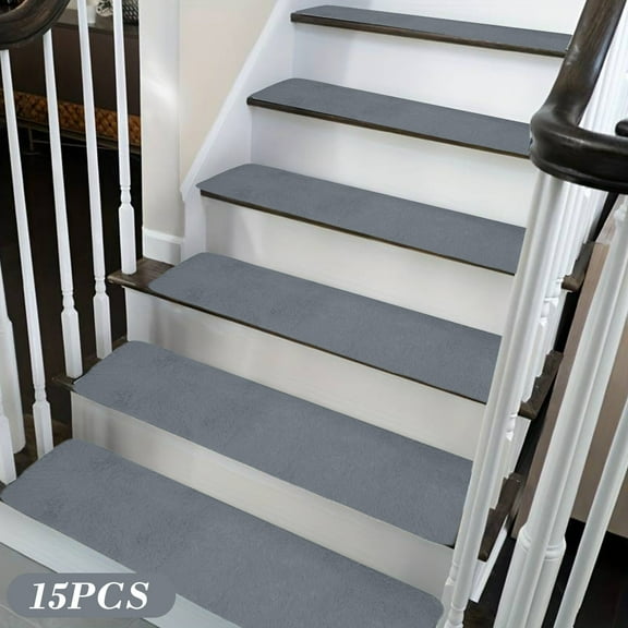 Stair Treads Non Slip 15Pcs Carpet Stair Treads Plushes Large Size Stair Mat Non Slippery Rug Slide Resistive Indoor Runner Plushes Stair Mat With Reusable Easiler To Clean Stair Carpet