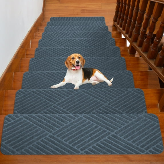Stair Mat, Antislip Household Staircase Striped Floor Mat, Absorbent Silent Carpet, Adhesive Free Self-Adhesive, Can Be Cut And Washed, For Home Stairs Safety