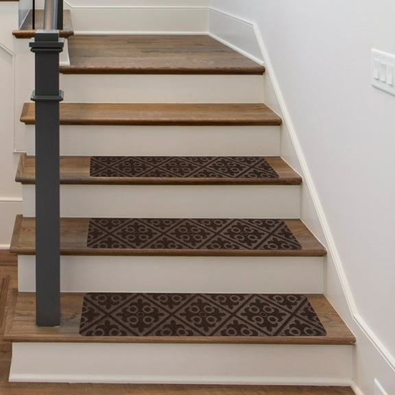 Stair Mat with Pulled Embossed Design, Self-Adhesive Treading Mat for Indoor Stairs, Non-Slip Floor Mat for Home Safety and Front Door Welcome, Cuttable Stair Mat for Customized Tabletop Akmoler