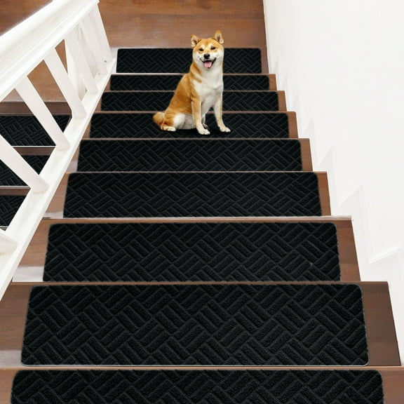 Stair Mats, 8x30in No Slip Carpet Stair Treads, Non-Slippery Rug For Kids Elders Pets, Reusable Adhesive, Easy To Clean & Cut, Wear-Resistant, Indoor Stair Safety