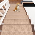 thumbnail image 1 of Stair Mats Non-slip Treads, Reusable Adhesive Stair Runner for Indoor Steps, Safety Grip for Minors Elders and Pets, Easy to Clean Washable Polyester Rug, Topliu, 1 of 9