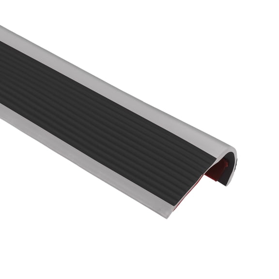 Stair Nosing, Vinyl Stair Edge Protector, Easy to Install, 3.3Ft, Black & Grey