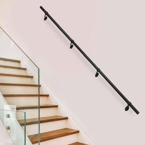 Stair Railing Indoor 13.3 Hand Rails for Indoor/Outdoor Steps 1.5" Round Porch Railing Wall Mount Hand Rails for Indoor Stairs Industrial Staircase Handrails
