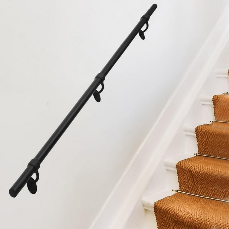 2 Step Handrail Kit 6 FT Metal Stair Handrail - Wrought Iron Wall-Mount Banister For Indoor/Outdoor Safety Safety Grab Rail