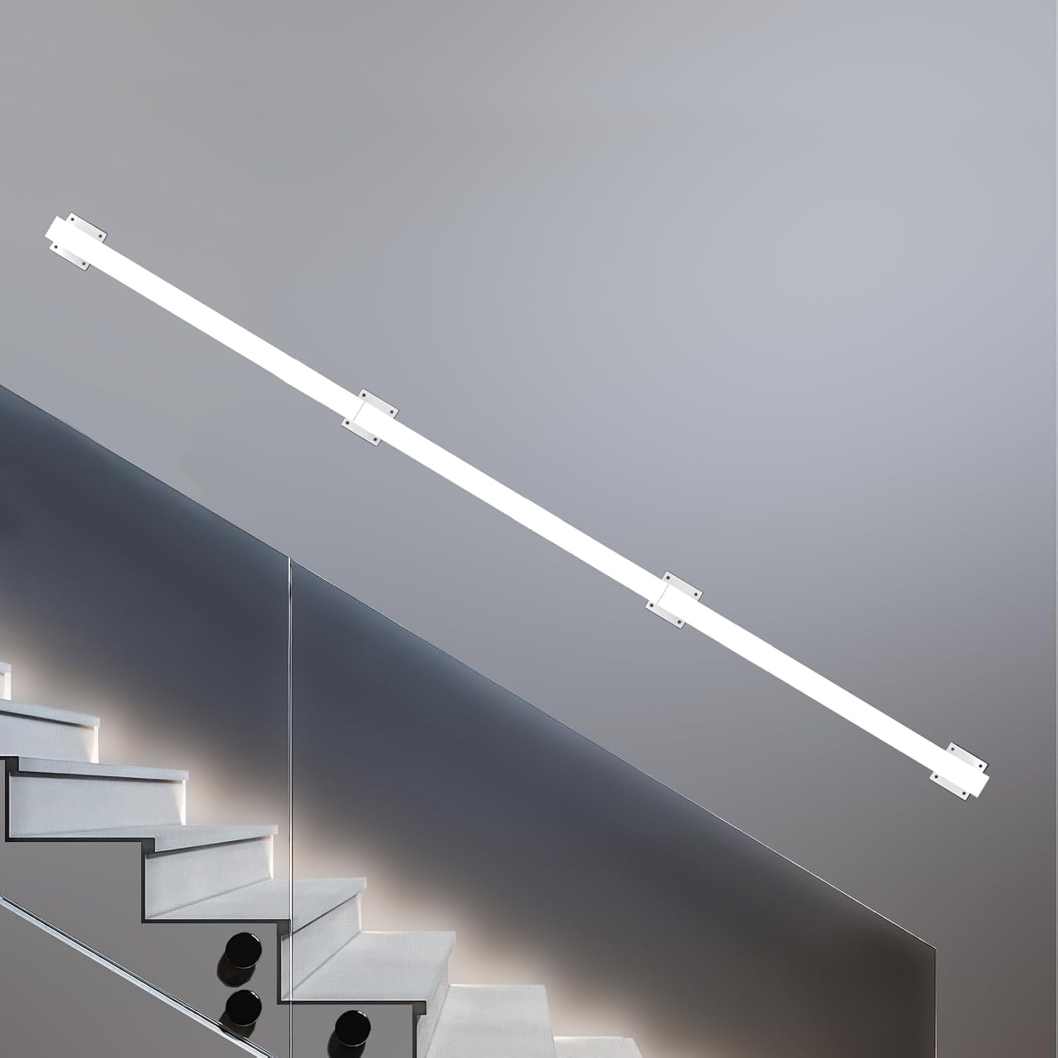 Stair Railing Indoor - Handrails for Stairs, 7ft Black Metal Staircase ...