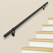 Stair Railing Indoor Metal Hand Rails for Indoor Stairs 1.5" Pipe Aluminum Wall Mounted Indoor/Outdoor Handrail for Steps Black Industrial Handrail for Stairs 5ft