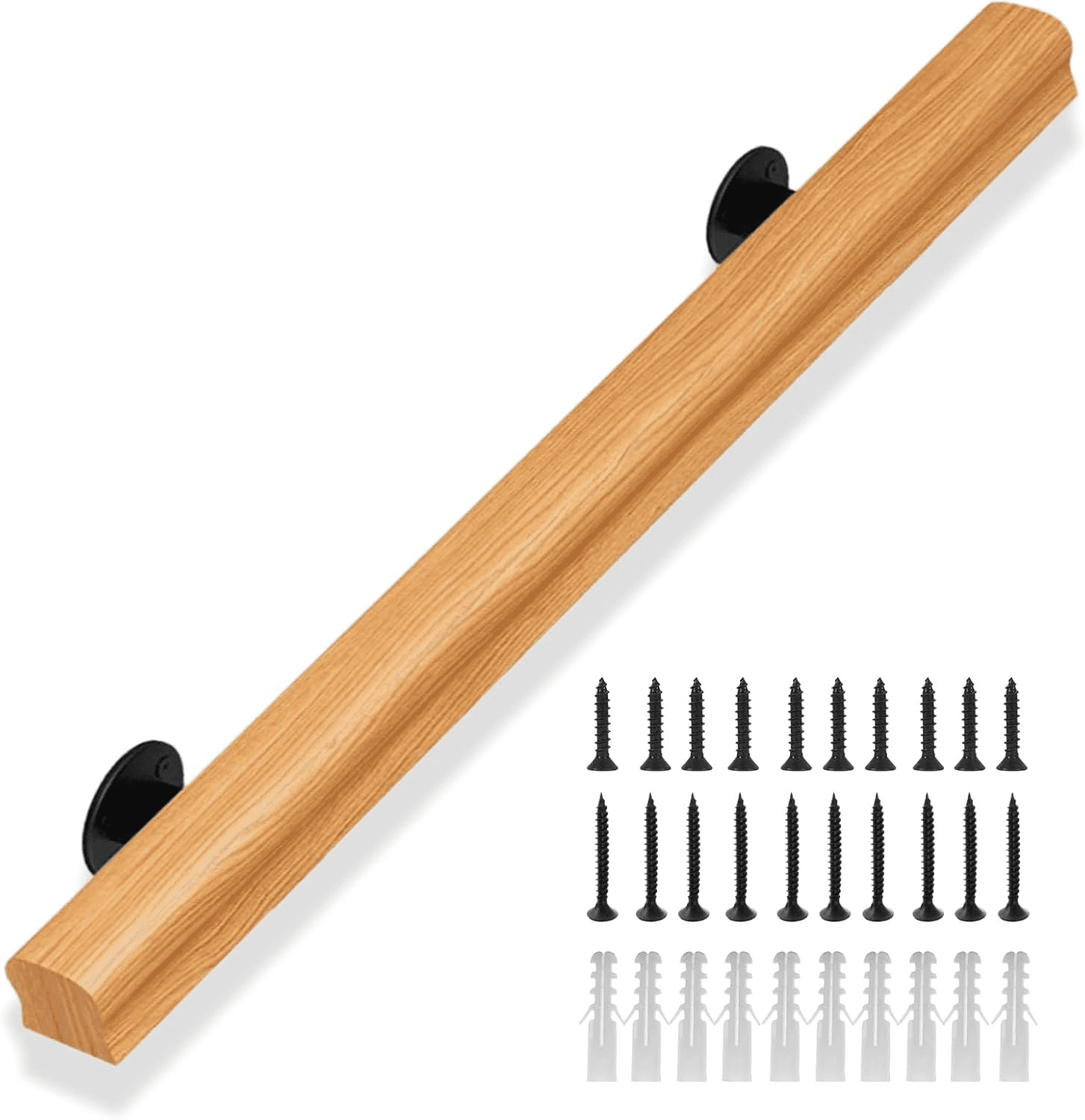 Stair Railing Indoor Wood 2FT, Sturdy Hand Rails for Indoor Stairs, Non-Slip Stair Handrails , Wall Mounted Staircase Grab Bar for Elderly
