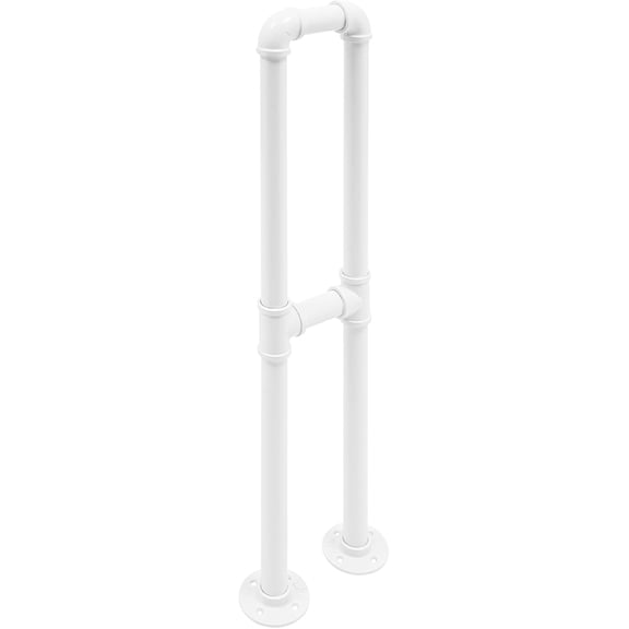 Stair Railing for Outdoors Porch Steps 30" U-Stair Railing Reinforced Iron Railing Oval Exterior Hand Railing for Garden Yard Deck Garage (White)