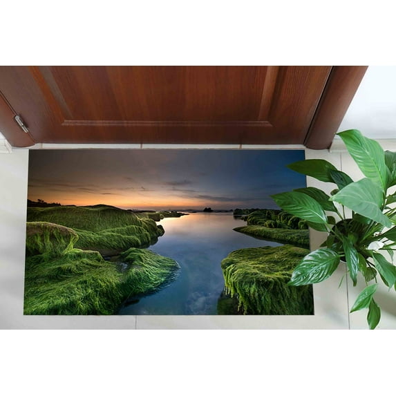 Stair Rug, Large Rug, View Rug, Green And Blue Rugs, Green Mountains And River Rugs, Living Room Rug, Bathroom Rugs, Large Rug, Salon Rugs, 3.3'x6.5' - 100x200 cm