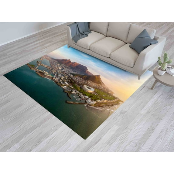 Stair Rugs, Landscape Rugs, Small Rugs, Table Mountain National Park Rug, Colorful Rug, Cityscape Rug, South Africa Rug, Dining Room Rugs, 3.3'x5' - 100x150 cm