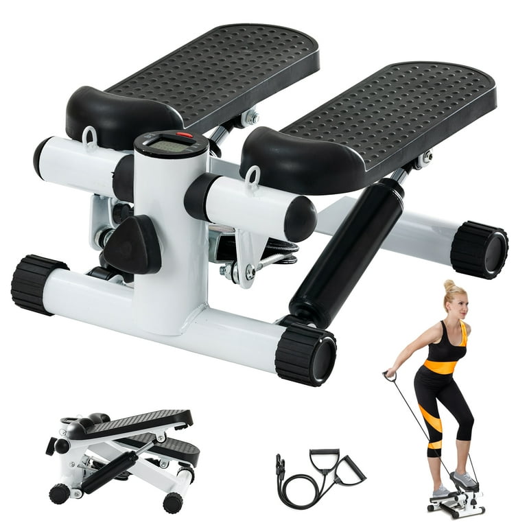 Stair Stepper for Exercises Mini Stair Stepper with Resistance Bands Digital Monitor Adjustable Stride Height for Low Impact Cardio Suitable for