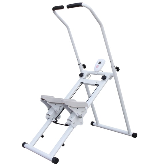 Stair Stepper Folding Vertical Cardio Exercise Climber Stair-Master for Exercise at Home Full Body Workout Machine with Handlebar Pink White